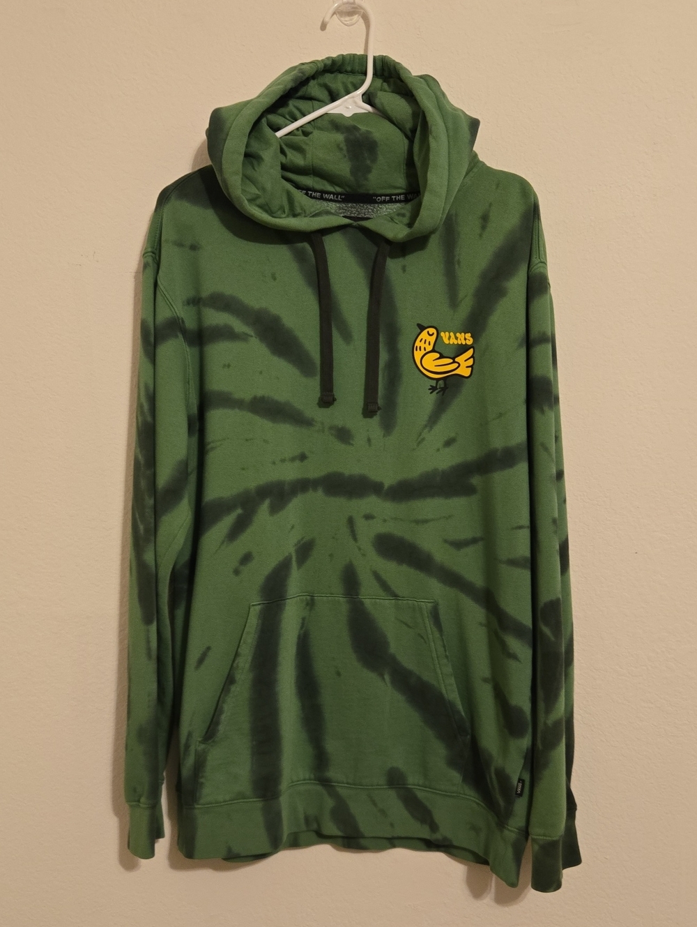 Vans Green Tie-Dye Hoodie with Yellow Logo - Large